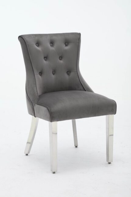 Portland Grey Velvet Dining Chair Set of 2
