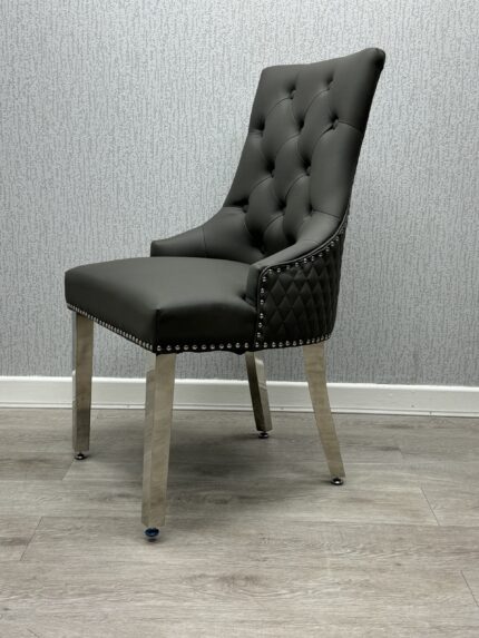 Majestic Hudson Grey PU Leather Dining Chair Set of 2