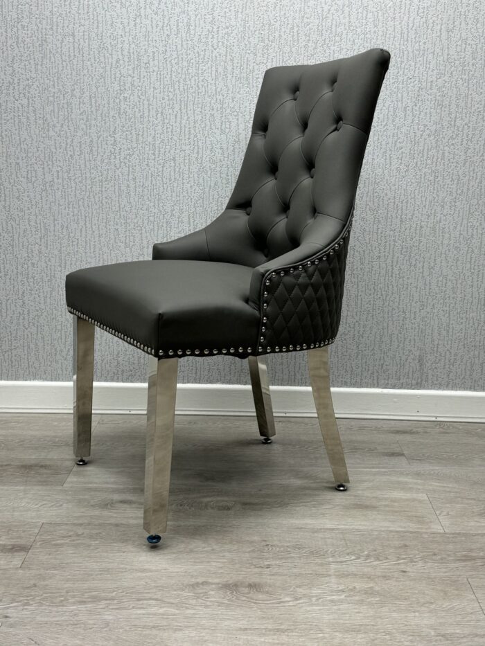 Majestic Hudson Grey PU Leather Dining Chair Set of 2