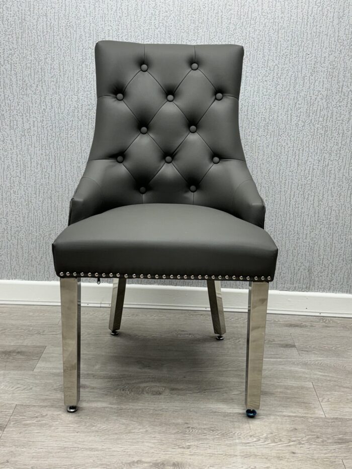 Majestic Hudson Grey PU Leather Dining Chair Set of 2