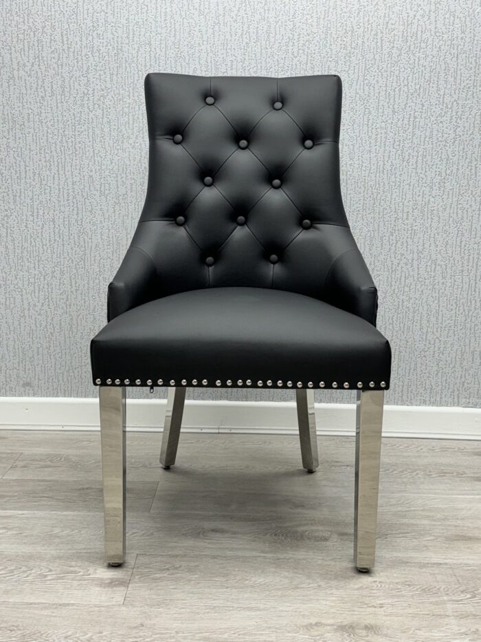 Majestic Midnight Black PU Leather Dining Chair Set of 2