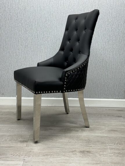 Majestic Midnight Black PU Leather Dining Chair Set of 2