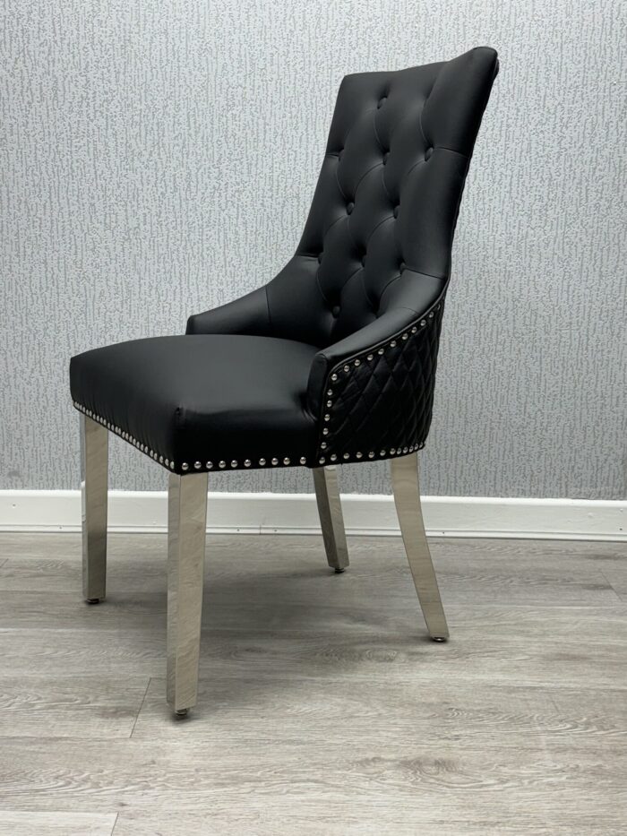 Majestic Midnight Black PU Leather Dining Chair Set of 2