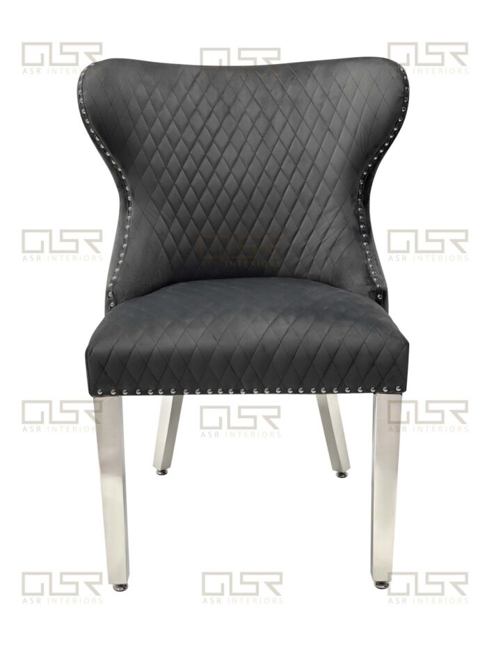 Valentino Grey Velvet Dining Chair Set of 2
