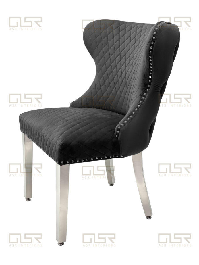 Valentino Grey Velvet Dining Chair Set of 2