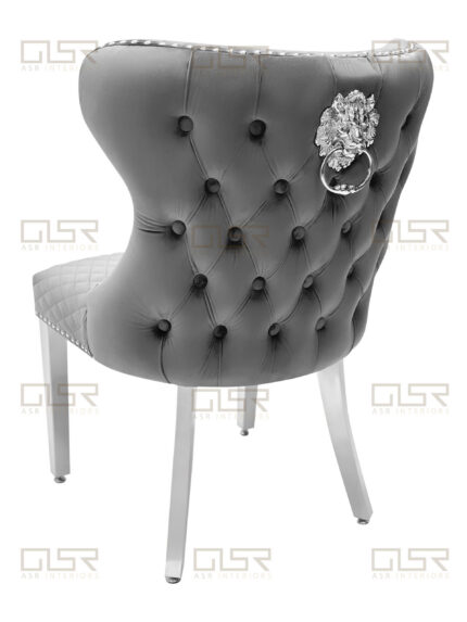 Valentino Grey Velvet Dining Chair Set of 2