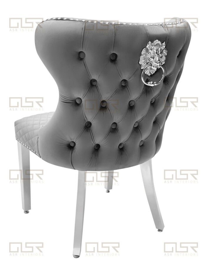 Valentino Grey Velvet Dining Chair Set of 2