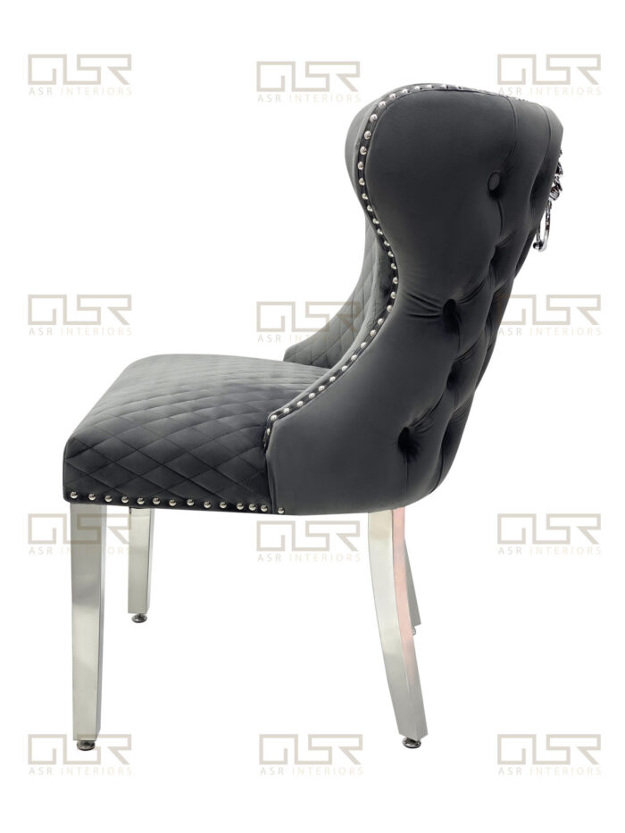 Valentino Grey Velvet Dining Chair Set of 2