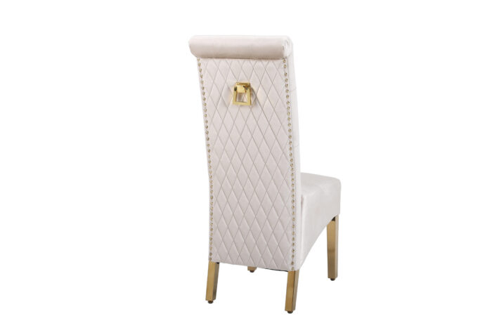 Sofia Cream & Gold Square Knocker Dining Chair Set of 2