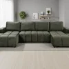 Shanghai Luxury Green U Shape Corner Sofabed