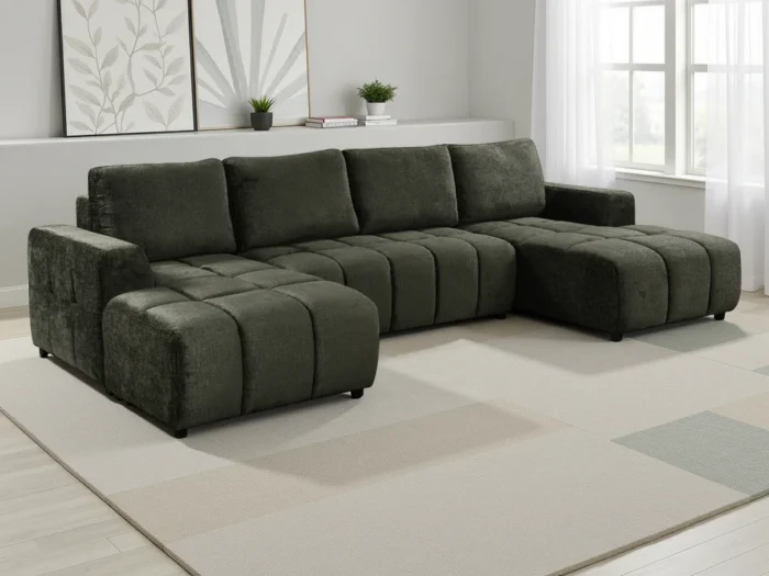 Shanghai Luxury Green U Shape Corner Sofabed