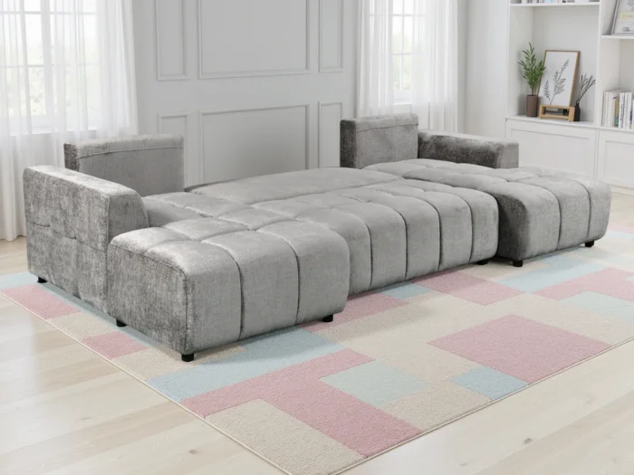 Shanghai Luxury Grey U Shape Corner Sofabed