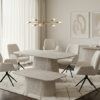 Davos Beige Oval Ceramic Dining Table