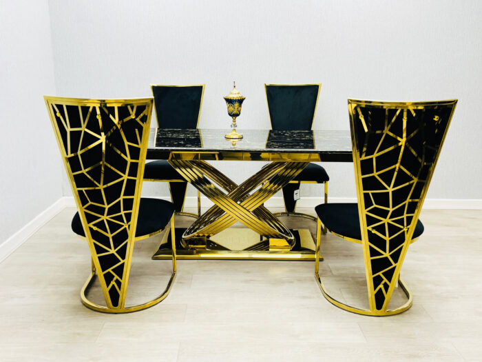 Vienna Black & Gold Dining Chair Set of 2