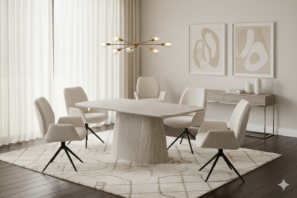 Davos Beige Oval Ceramic Dining Table