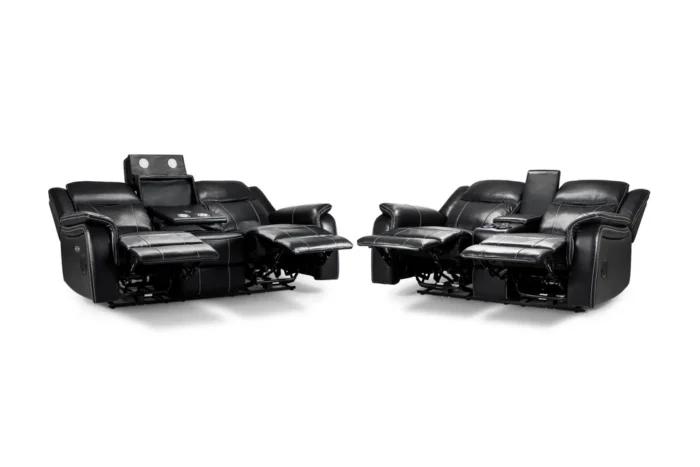 Galaxy Tech Electric Recliner Sofa Black 3+2 Set