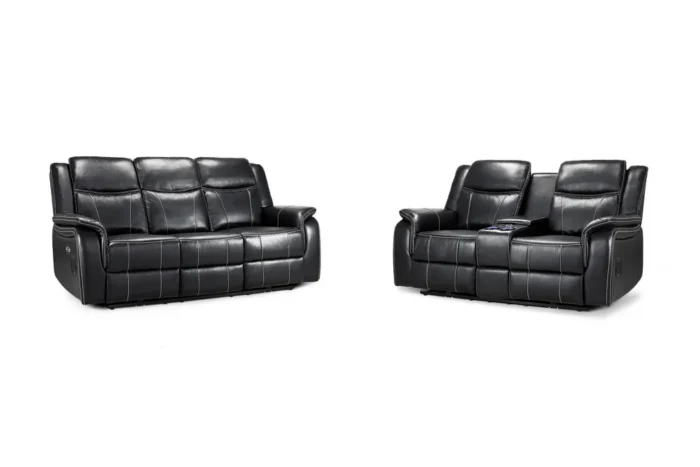 Galaxy Tech Electric Recliner Sofa Black 3+2 Set