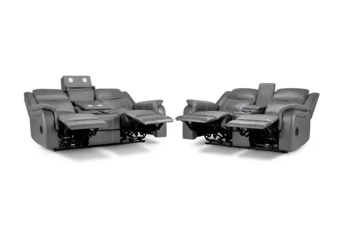 Galaxy Tech Electric Recliner Sofa Grey 3+2 Set