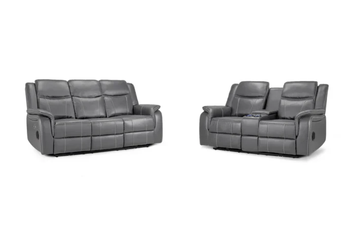 Galaxy Tech Electric Recliner Sofa Grey 3+2 Set
