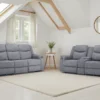 Galaxy Tech Electric Recliner Sofa Grey Fabric 3+2 Set