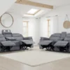 Galaxy Tech Electric Recliner Sofa Grey Fabric 3+2 Set
