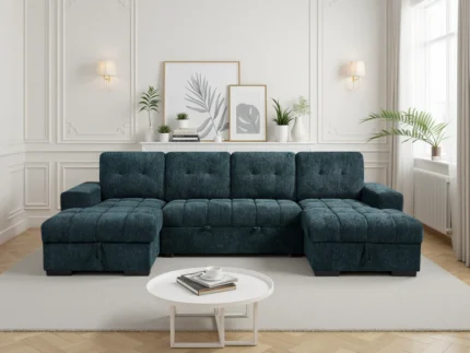 HS537U-BLUE Palermo Sofabed Teal U Shape Corner