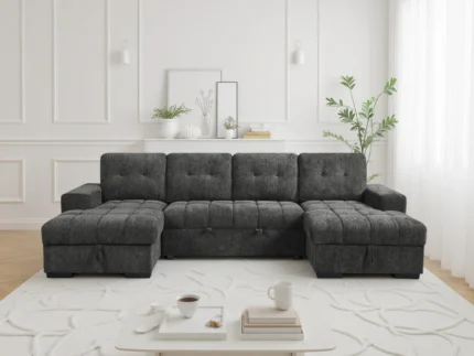 HS537U-GREY Palermo Sofabed Grey U Shape Corner