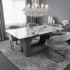 Lina Grey Dining Chair  Grey Metal Base Set of 2
