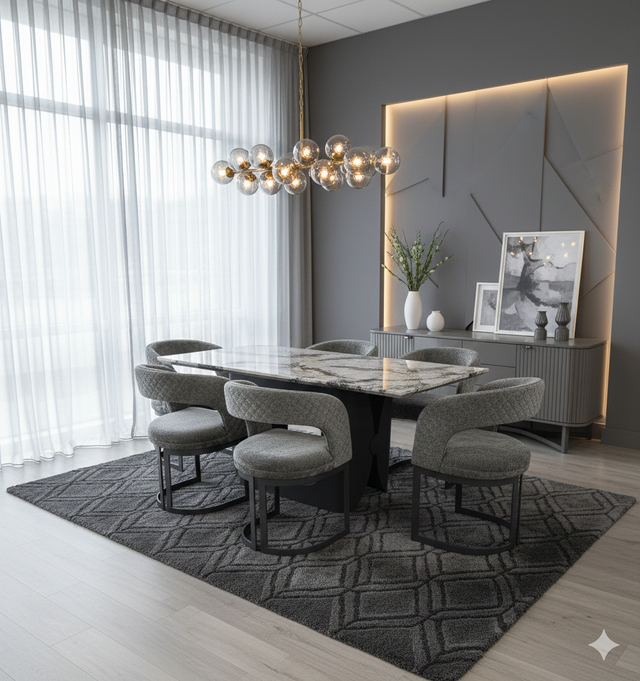 Lina Grey Dining Chair  Grey Metal Base Set of 2