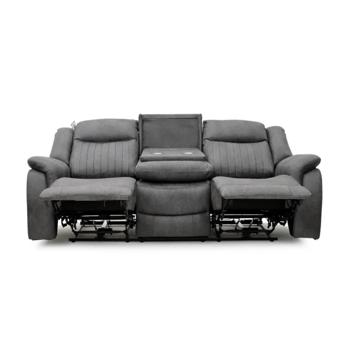 Leon Electric Recliner Sofa Grey 3 Seater