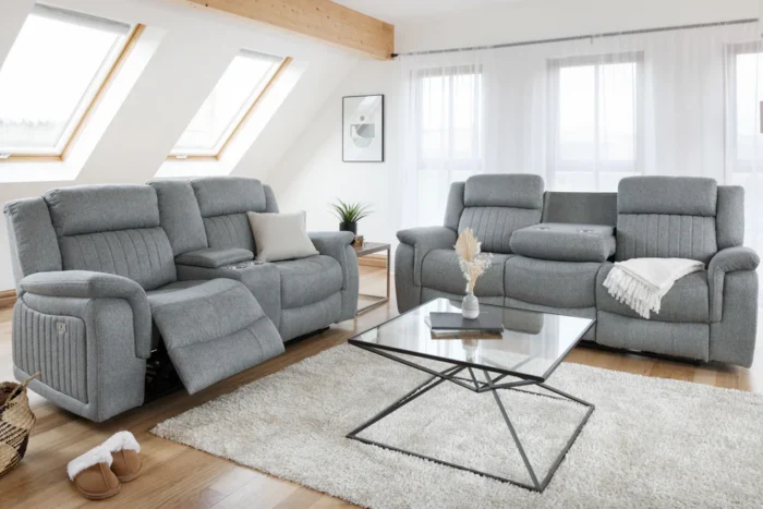 Linden Electric Recliner Sofa Grey 3+2 Set