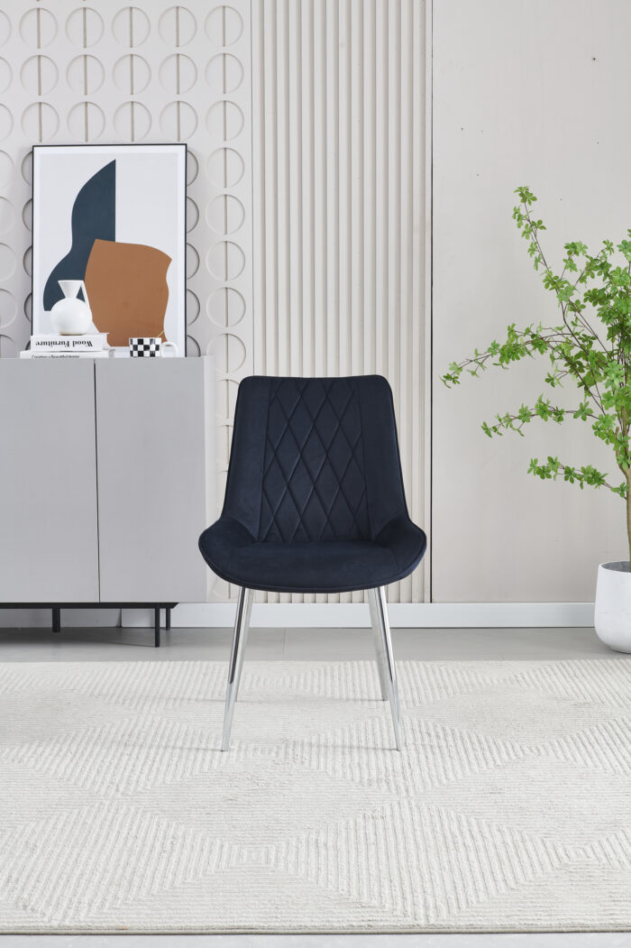 Mortiz Black Velvet Dining Chair Set of 2