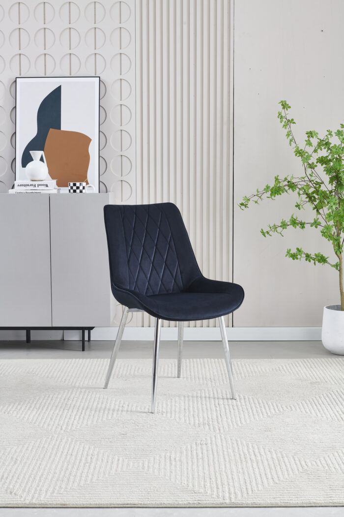 Mortiz Black Velvet Dining Chair Set of 2