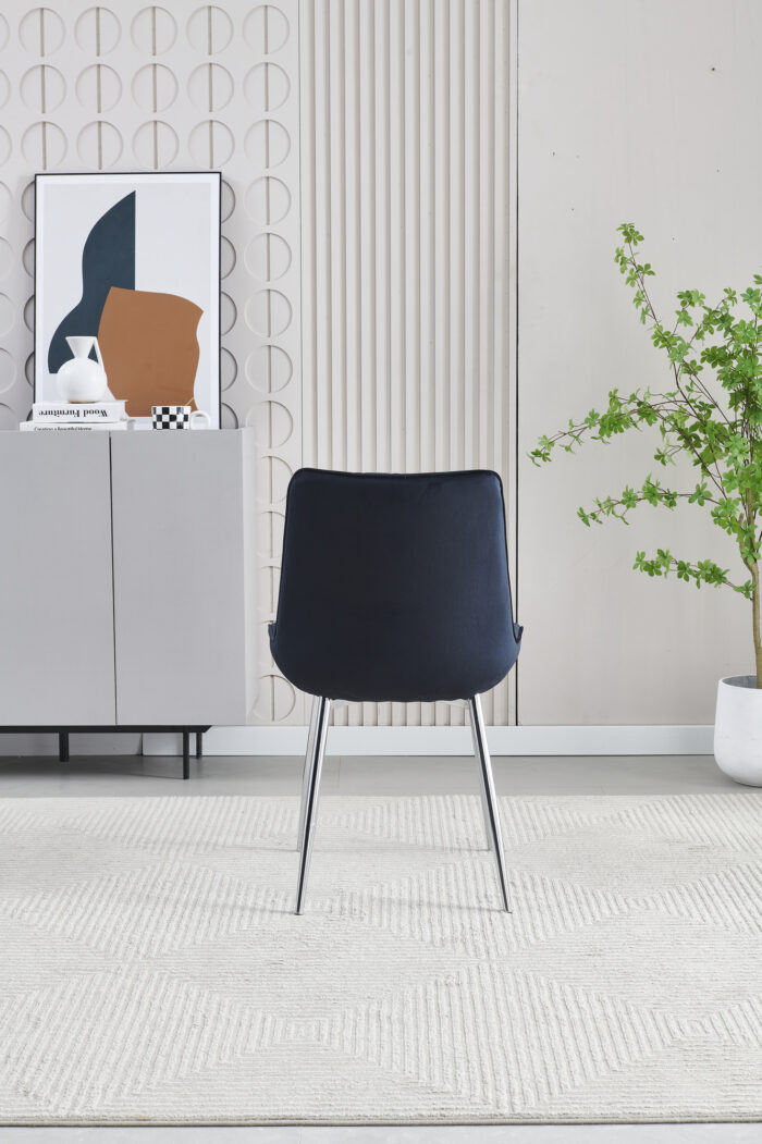 Mortiz Black Velvet Dining Chair Set of 2