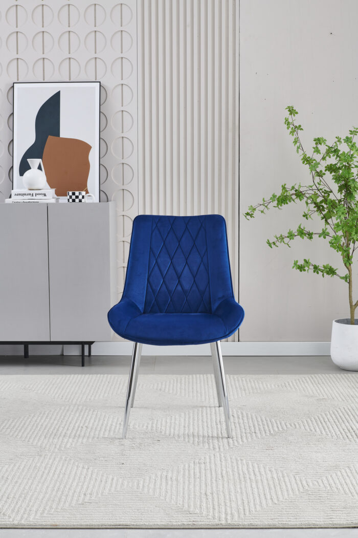 Mortiz Navy Velvet Dining Chair Set of 2