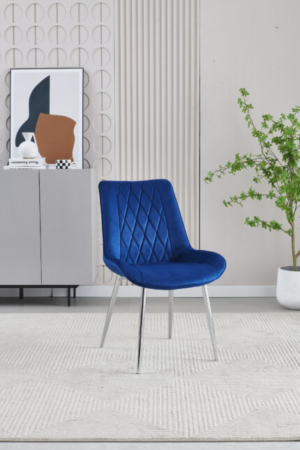 Mortiz Navy Velvet Dining Chair Set of 2