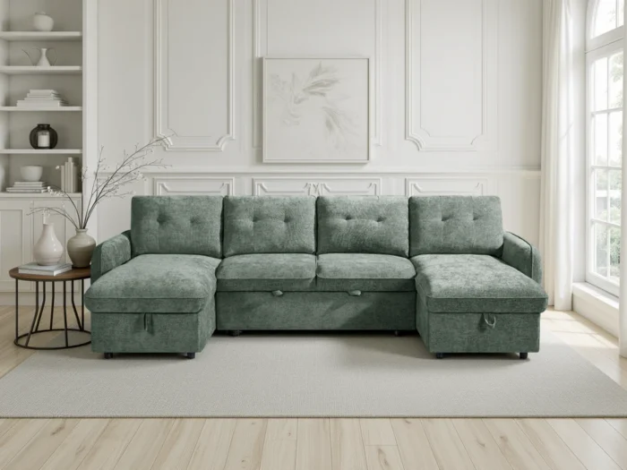 Moscow Sofabed Green U Shape Corner