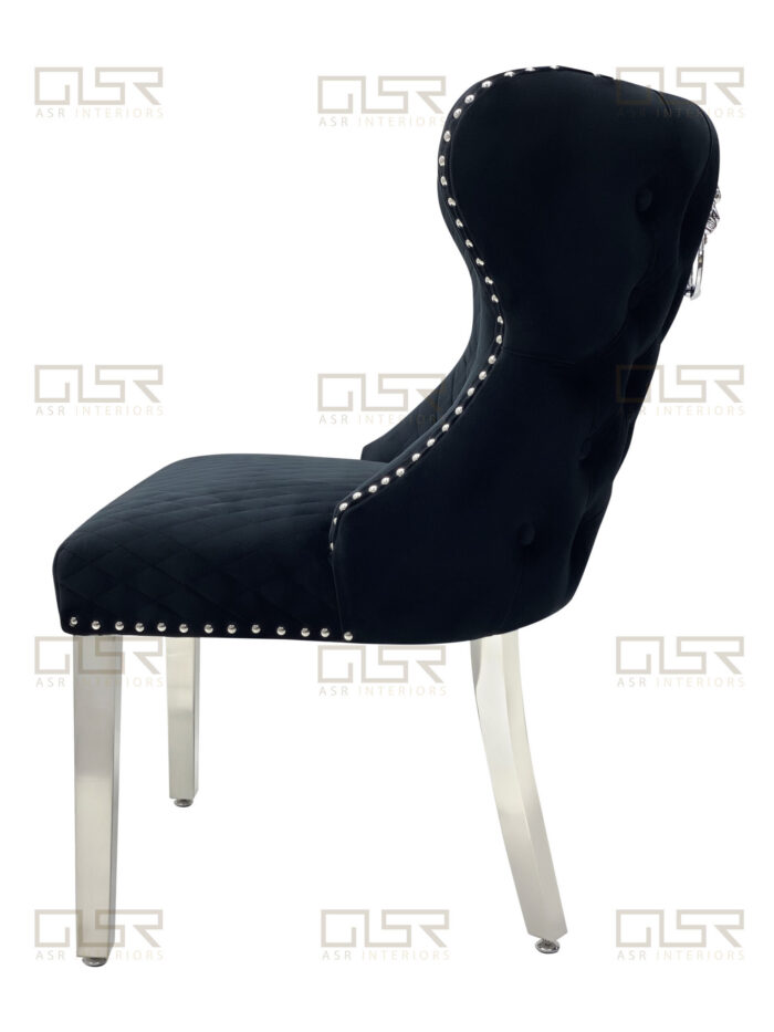 Valentino Black Velvet Dining Chair Set of 2
