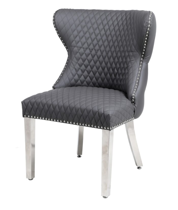 Valentino Hudson Grey PU Dining Chair Set of 2