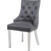 Valencia Hudson Grey PU Leather Dining Chair Ring Knocker Set of 2