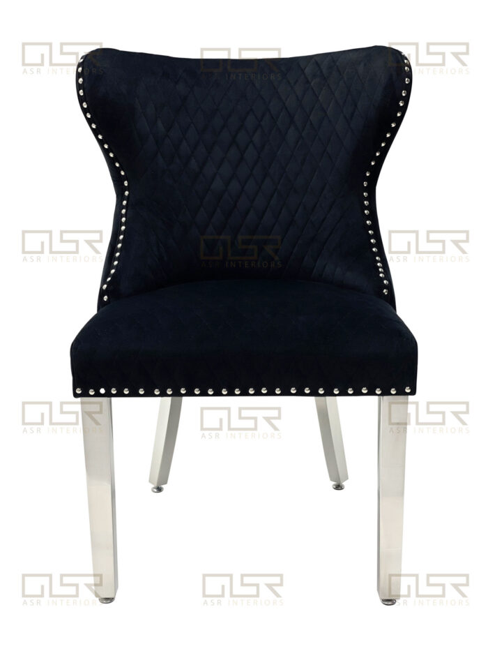 Valentino Black Velvet Dining Chair Set of 2