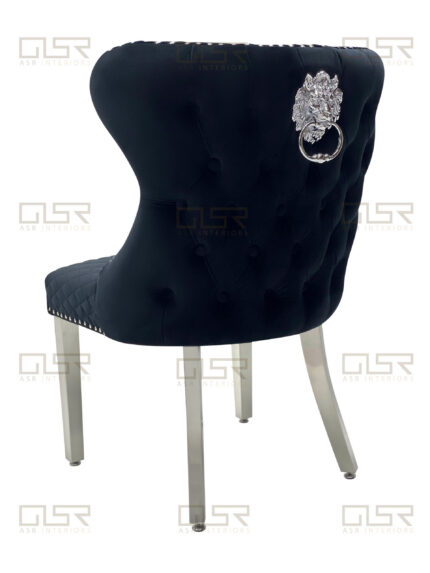 Valentino Black Velvet Dining Chair Set of 2