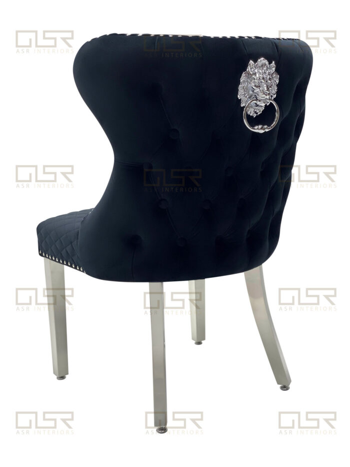 Valentino Black Velvet Dining Chair Set of 2