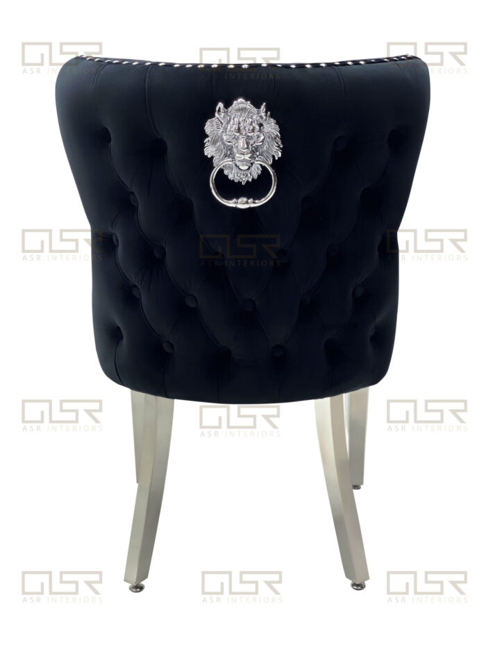 Valentino Black Velvet Dining Chair Set of 2