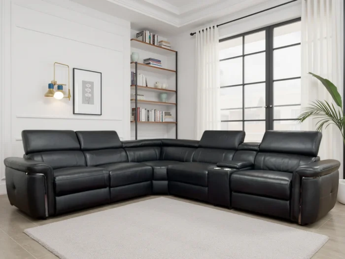 Somerville Electric Recliner Sofa Black Large Corner