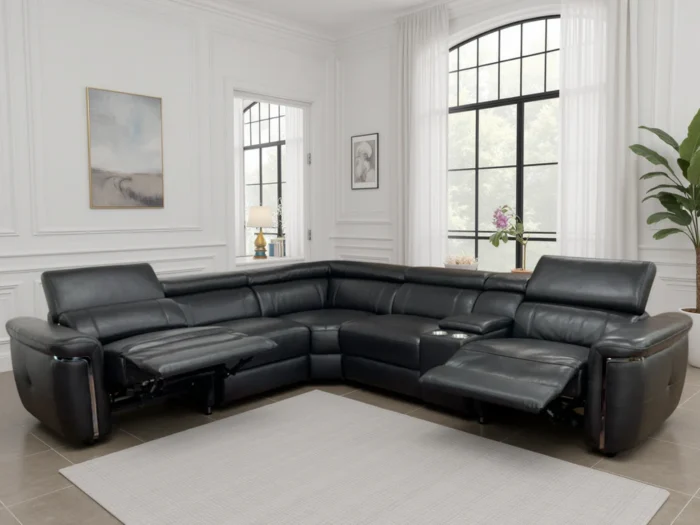 Somerville Electric Recliner Sofa Black Large Corner