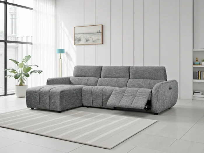 Turin Electric Recliner Sofa Charcoal Left Hand