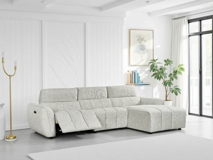 Turin Electric Recliner Sofa Silver Right Hand