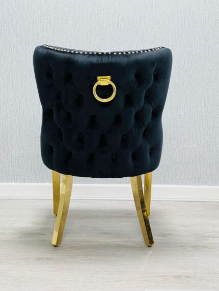 Valentino Black Gold Velvet Chair Set of 2