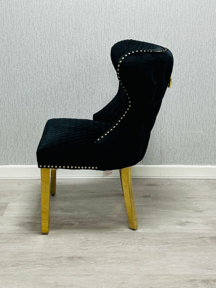 Valentino Black Gold Velvet Chair Set of 2
